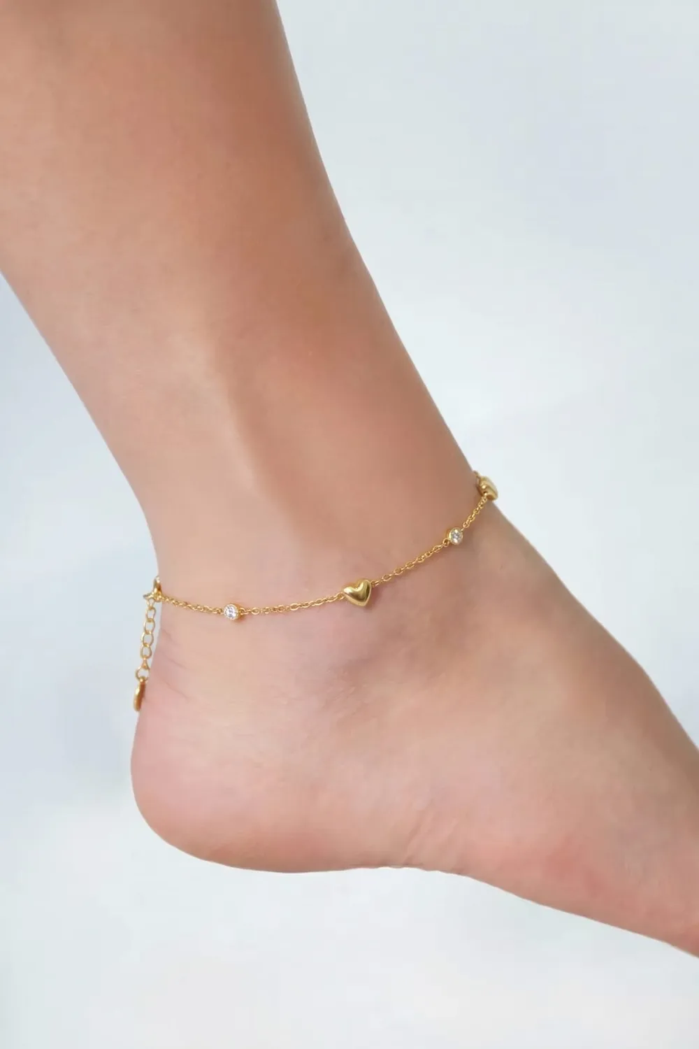 Mea Nani Sunkissed ankellenke 14K gull hjerter