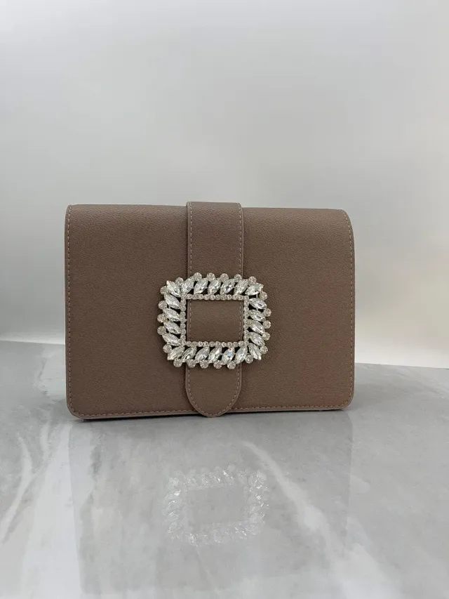 Mea Nani Classy Buckle Bag veske brun med sten