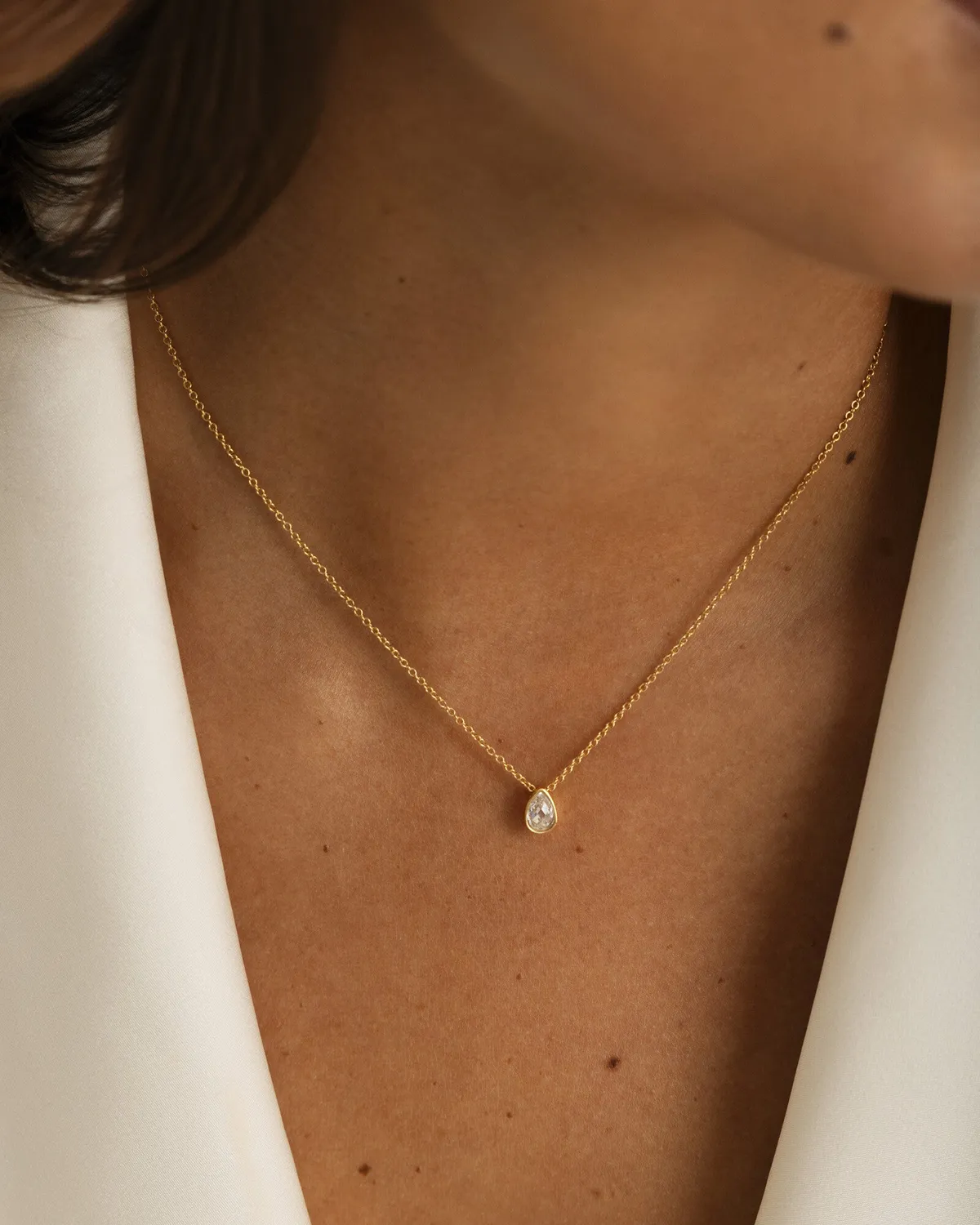 Mockberg Céleste Necklace halssmykke gull 40 cm zirconia