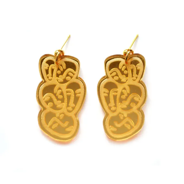 BooandBooFactory Gold Small Face øredobber gull