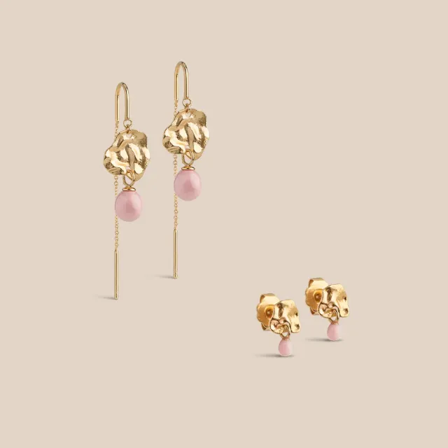 Enamel Powder Pink Duo øredobber gavesett rosa