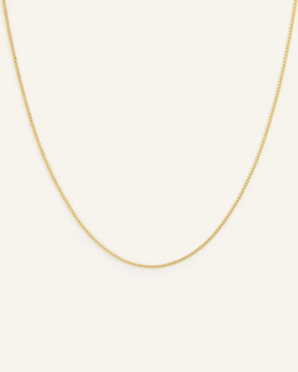Mockberg Thin Curb Chain halskjede gull 450 mm