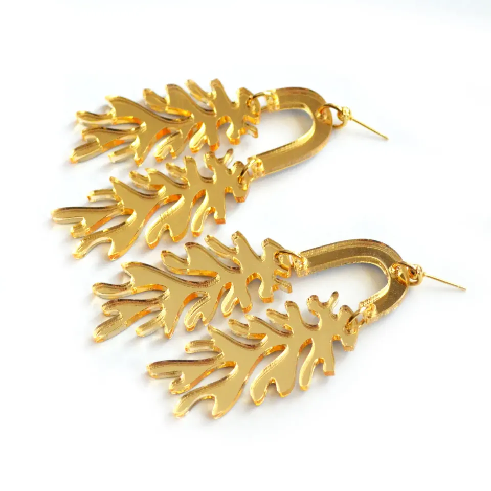 BooandBooFactory Gold Leaf Matisse Acrylic Arch øredobber gull