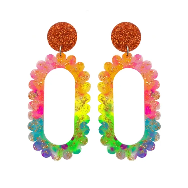 BooandBooFactory Scalloped Hoop øredobber regnbue