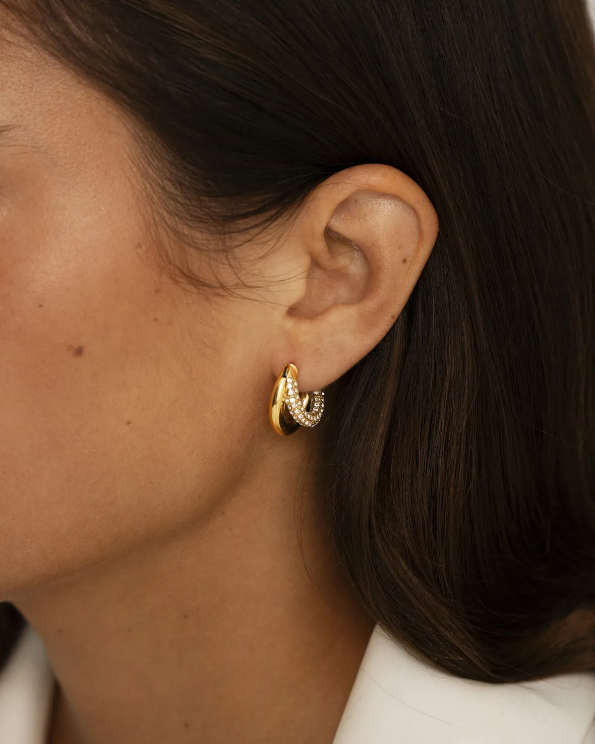 Mockberg Raya Hoops øredobber gull 20 mm krystall