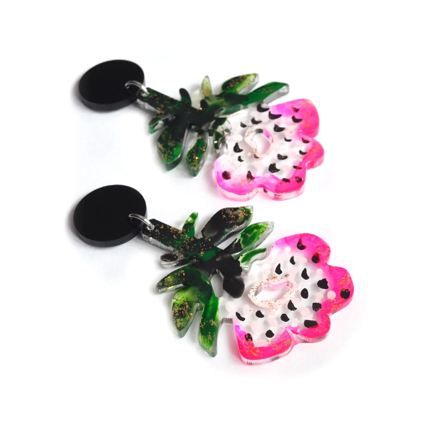 BooandBooFactory Pink Flower øredobber 1 par neonrosa