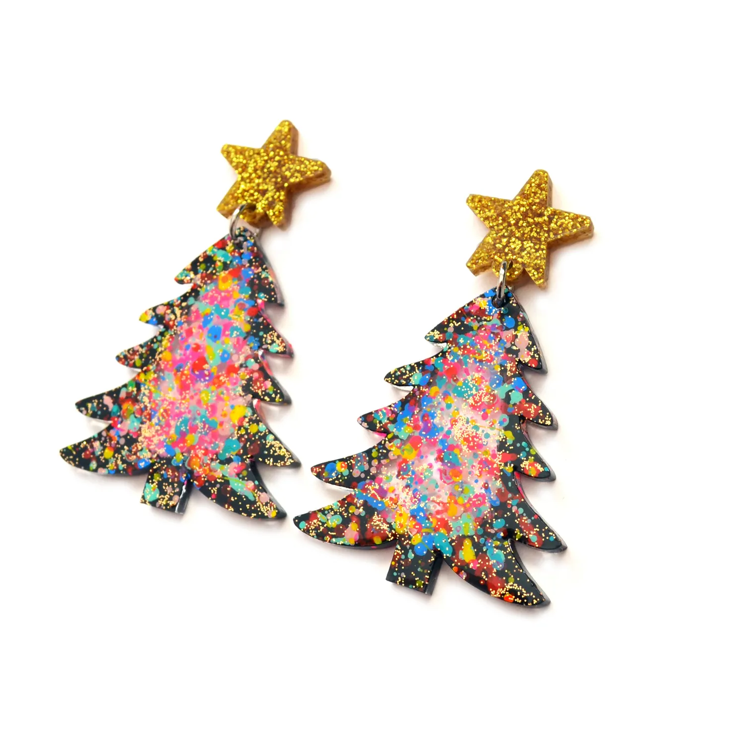 BooandBooFactory Christmas Tree øredobber konfetti