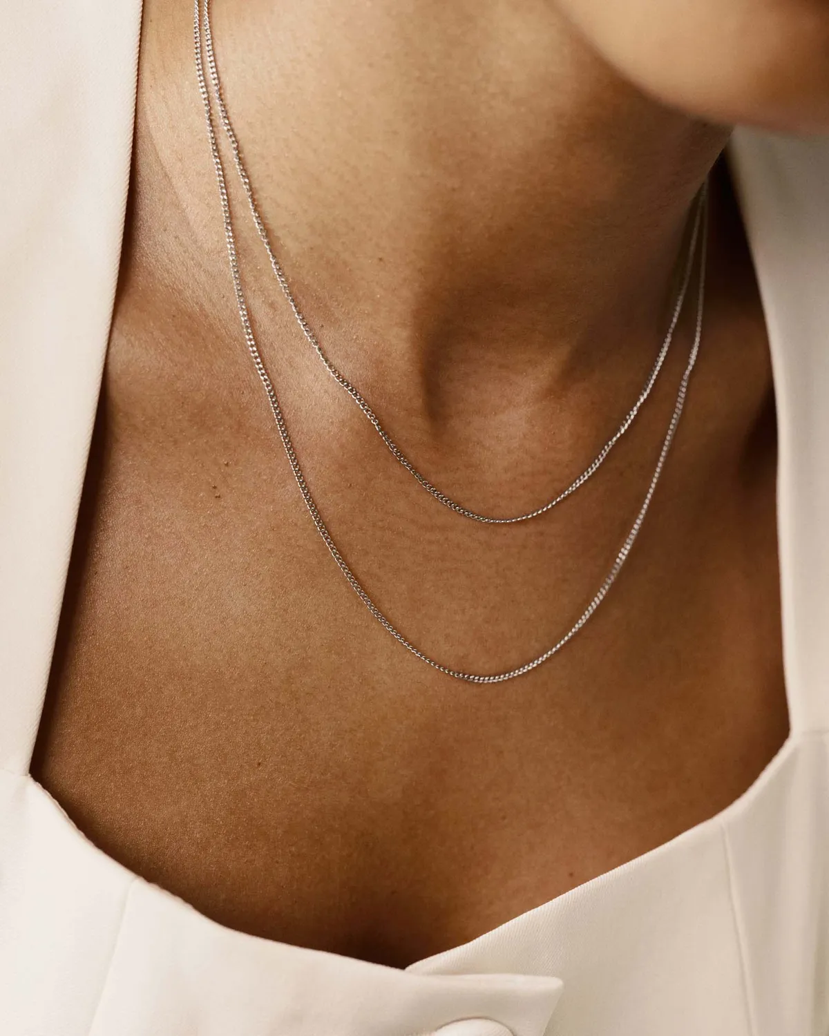 Mockberg Thin Curb Chain halskjede sølv 400 mm