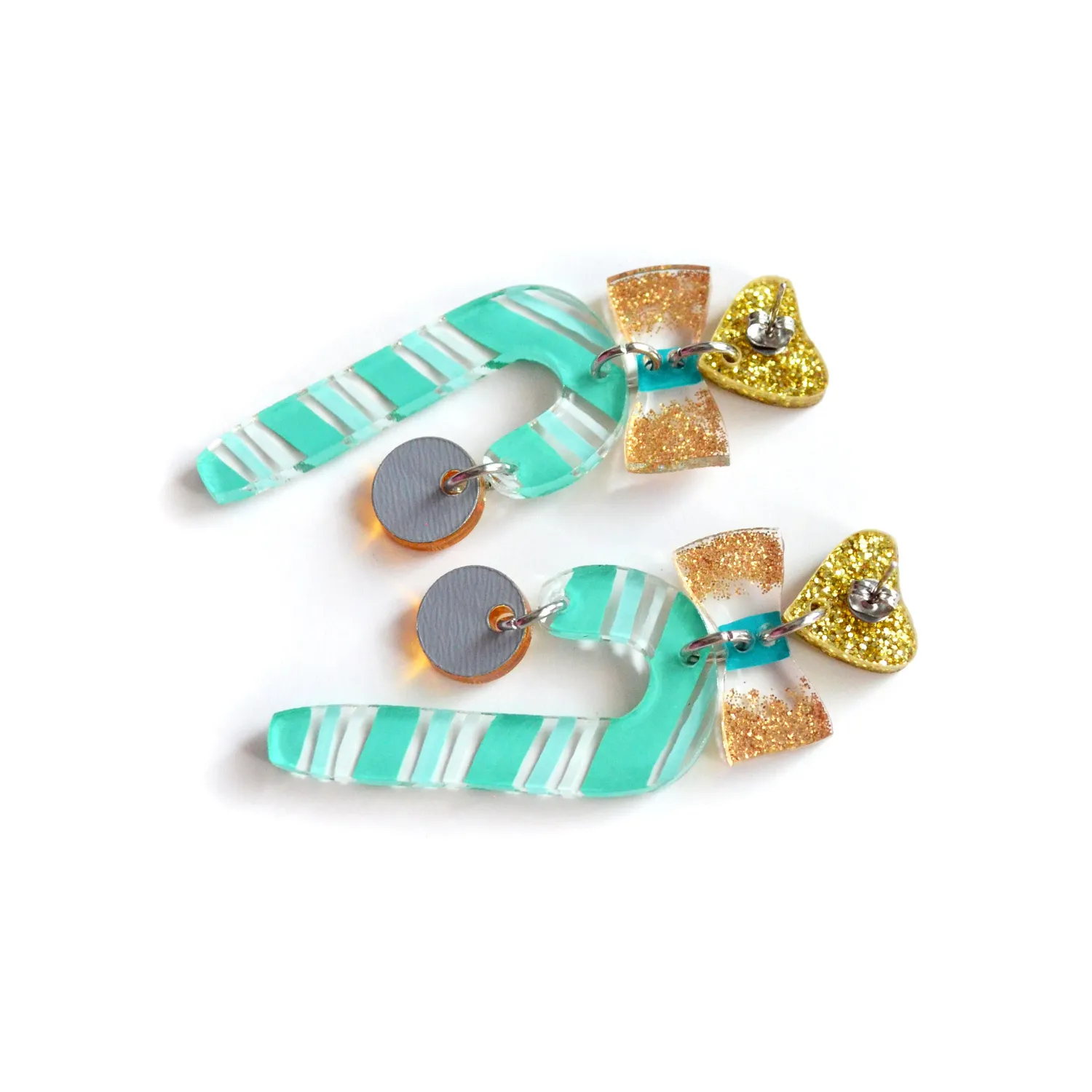 BooandBooFactory Candy Cane juløredobber mint gull