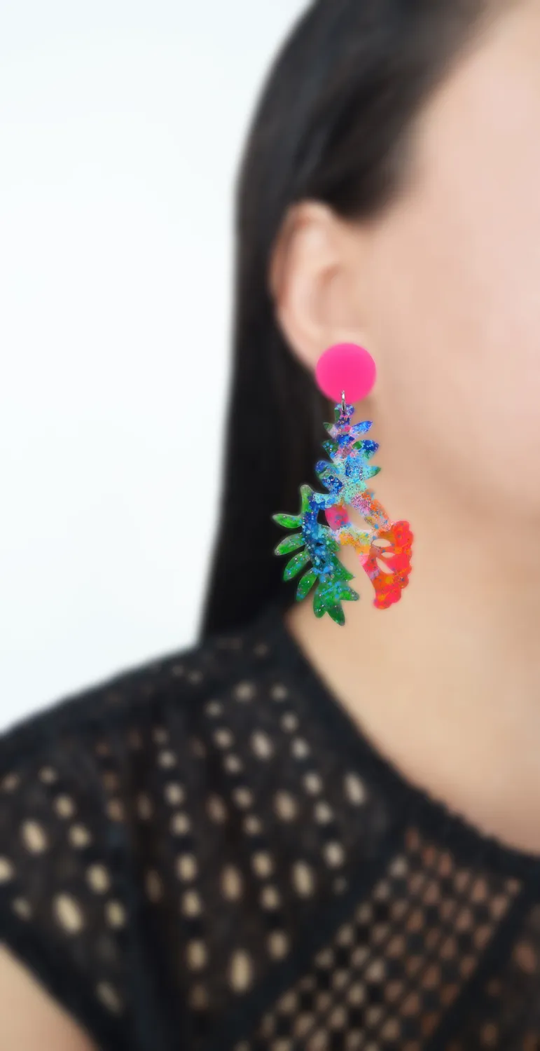 BooandBooFactory Tropical Flower øredobber 1 par fargerik