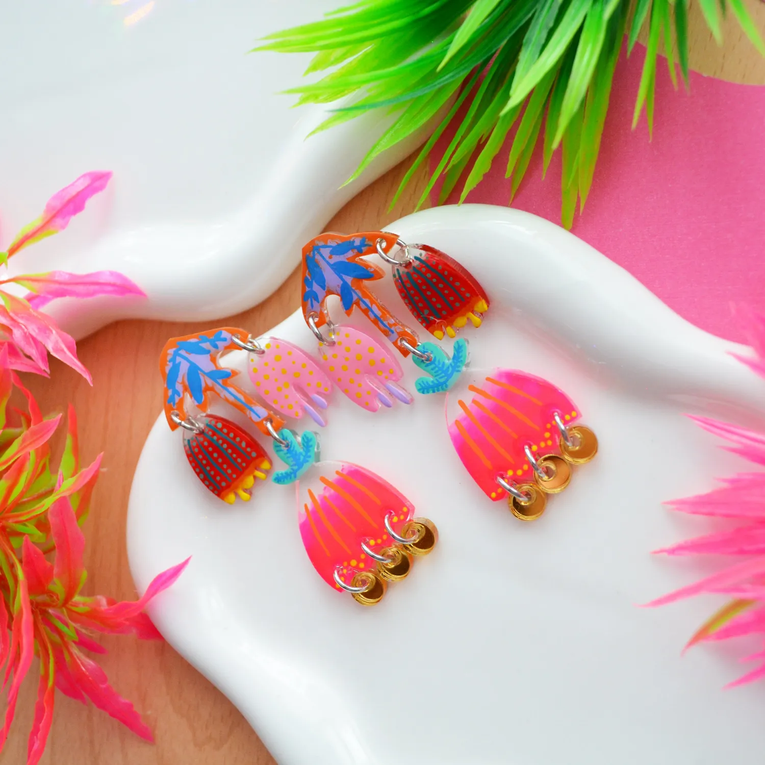 BooandBooFactory Tulip Flower studs øredobber flerfarget