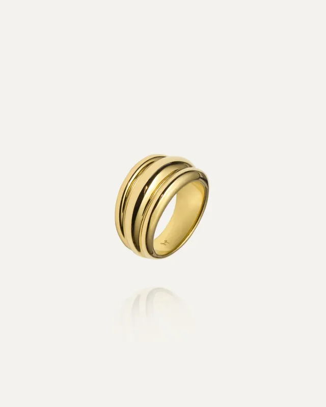 Mockberg Deco Ribbed Ring ring 54 gull