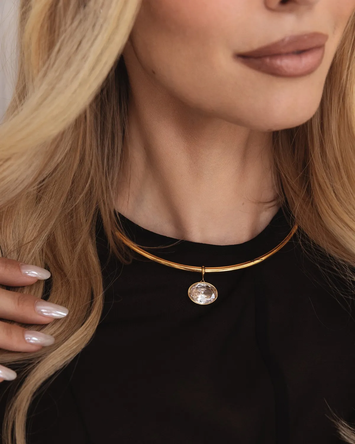 Mockberg Soléne Gold Necklace halssmykke gull 120 mm zirkonia