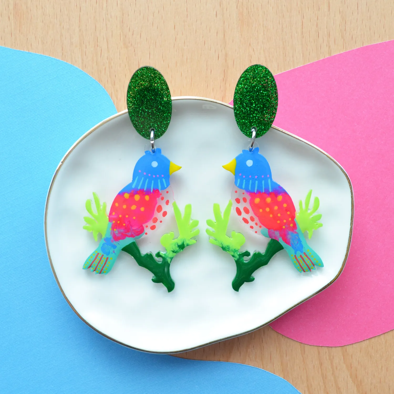 BooandBooFactory Tropical Bird øredobber akryl fugl