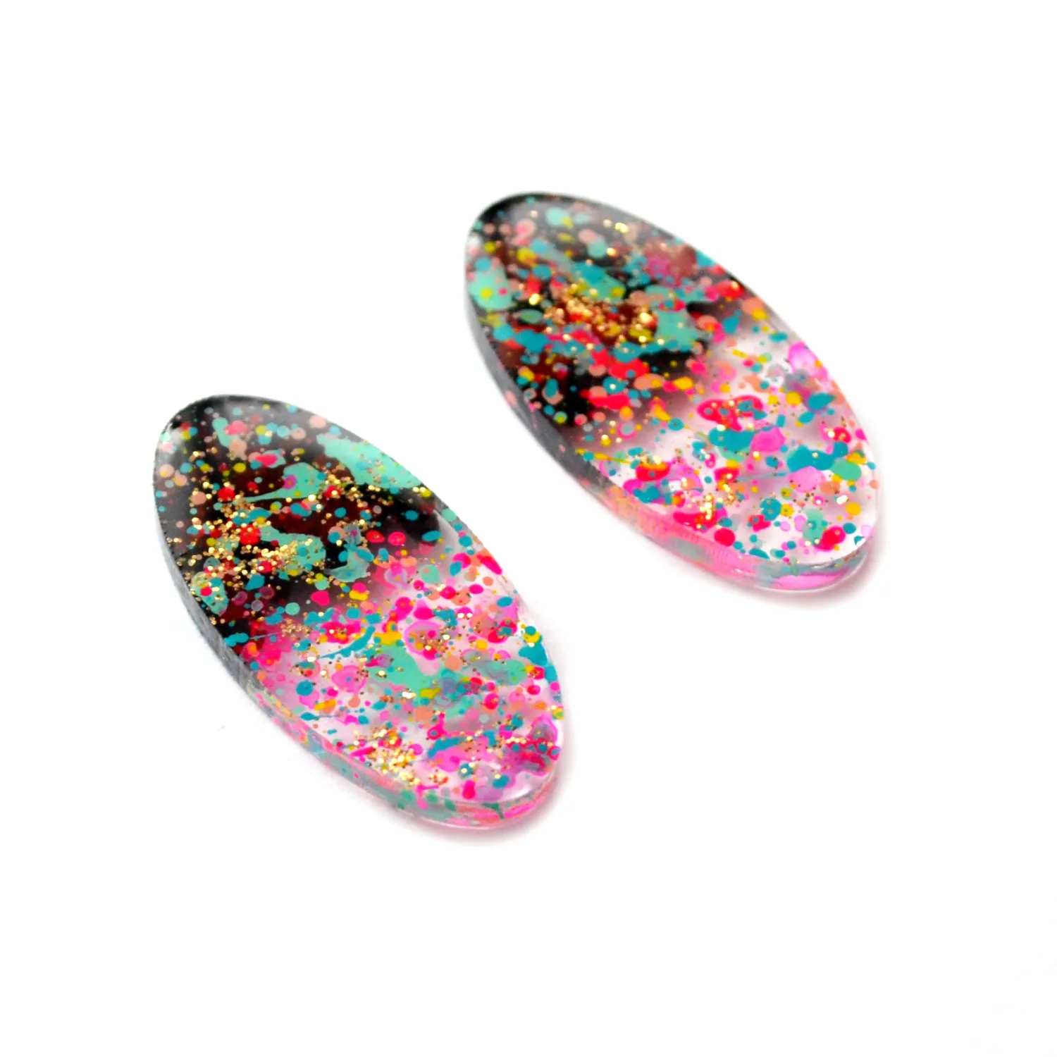 BooandBooFactory Confetti Glitter studøredobber oval