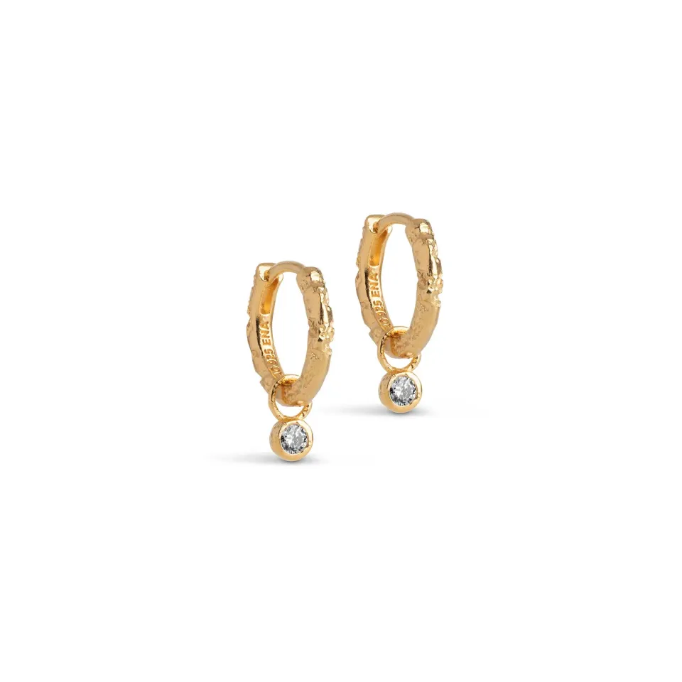 Enamel Belle CZ hoops øredobber 13 mm hvit