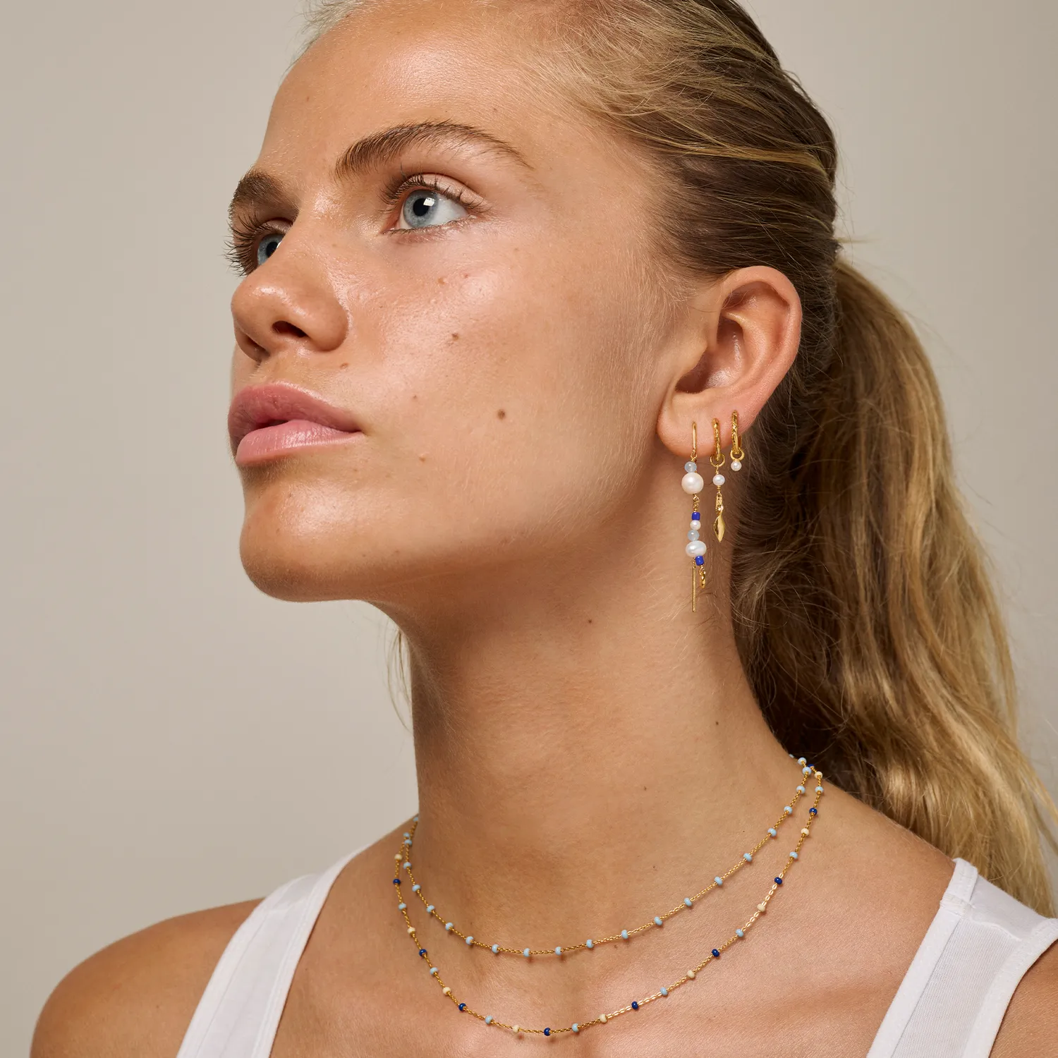 Enamel Sofia øredobber marine 55 mm