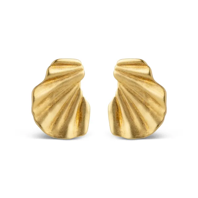Enamel Wave øredobber 20x16 mm gullbelagt