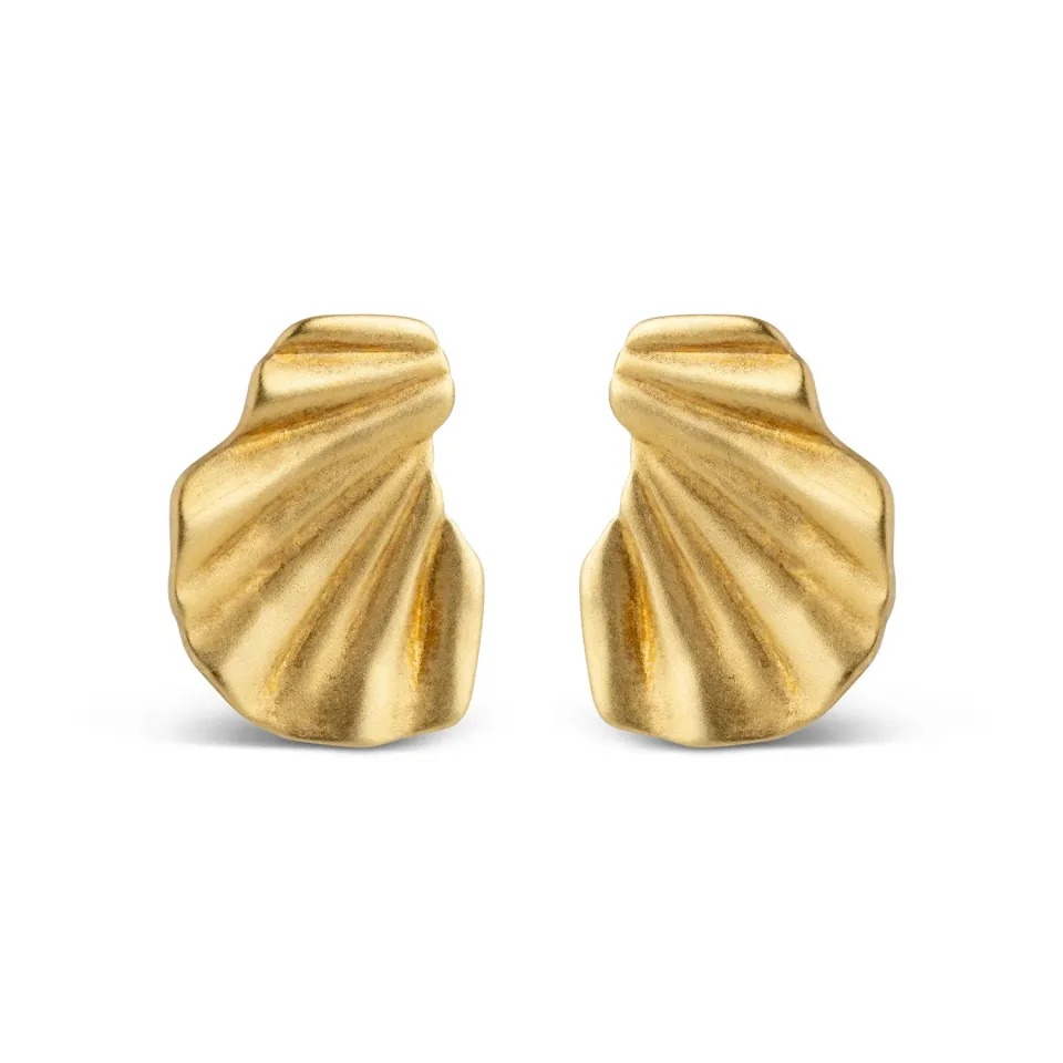 Enamel Wave øredobber 20x16 mm gullbelagt