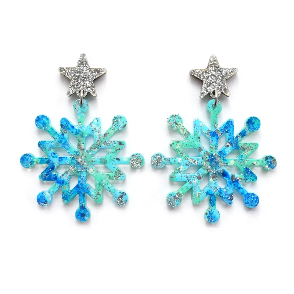 BooandBooFactory Blue Snowflake øredobber vinter