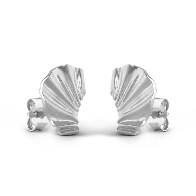 Enamel Mini Wave studs 12 x 10 mm forsølvet