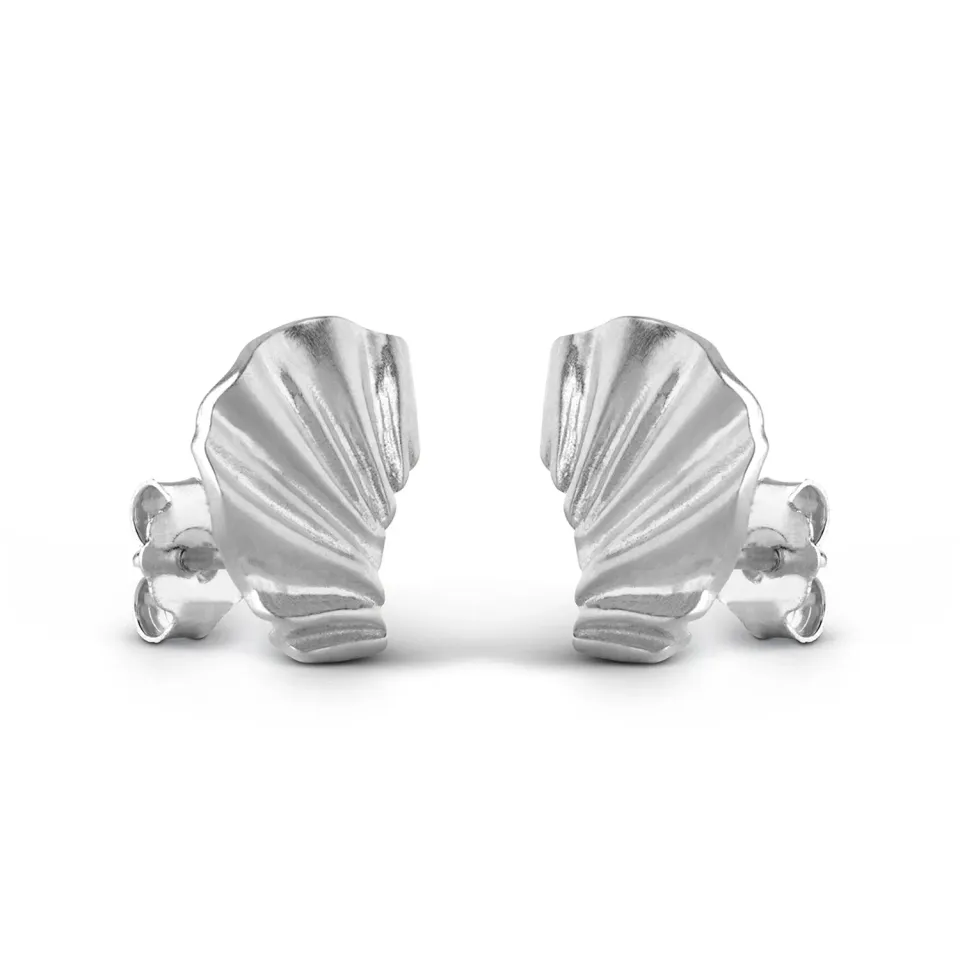Enamel Mini Wave studs 12 x 10 mm forsølvet