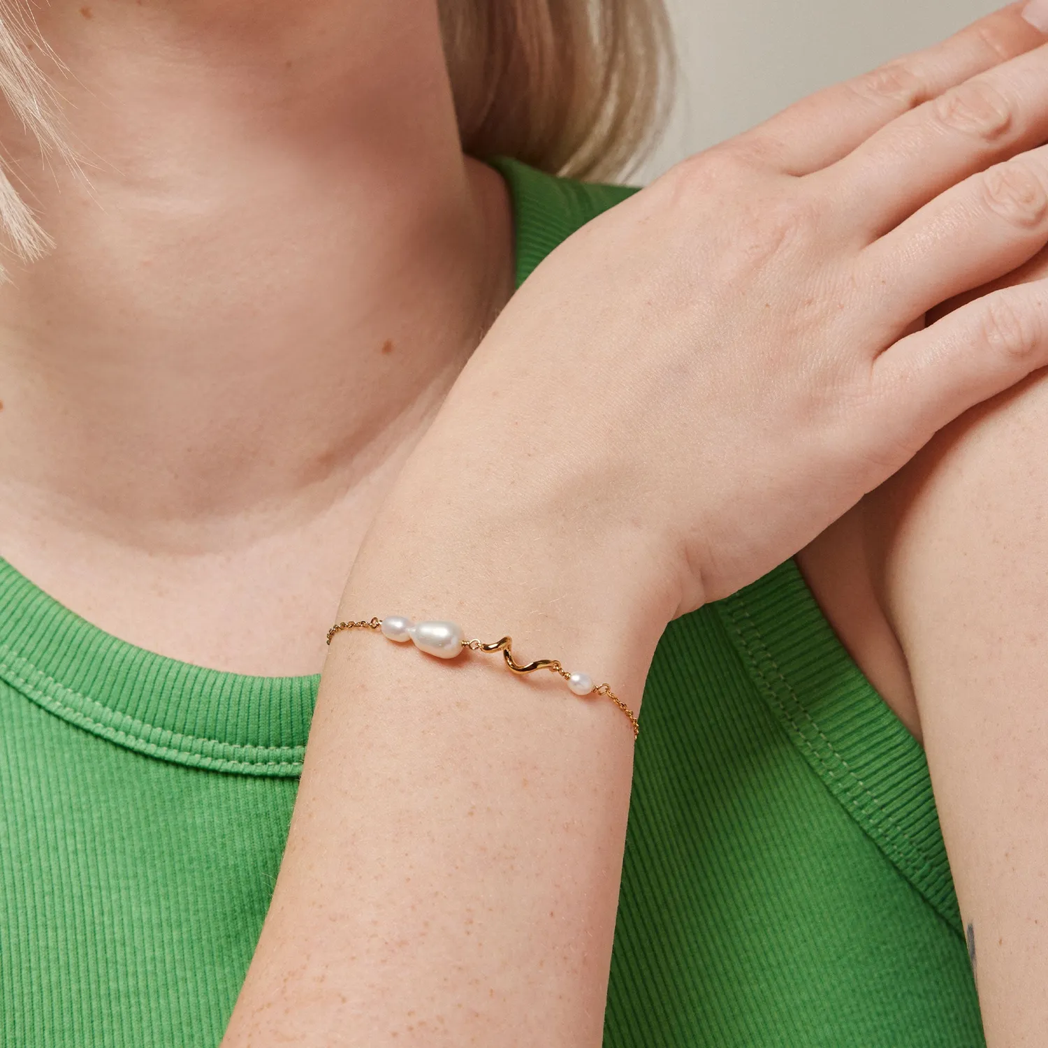 Enamel Pearlie Twist armbånd 15+3 cm perle