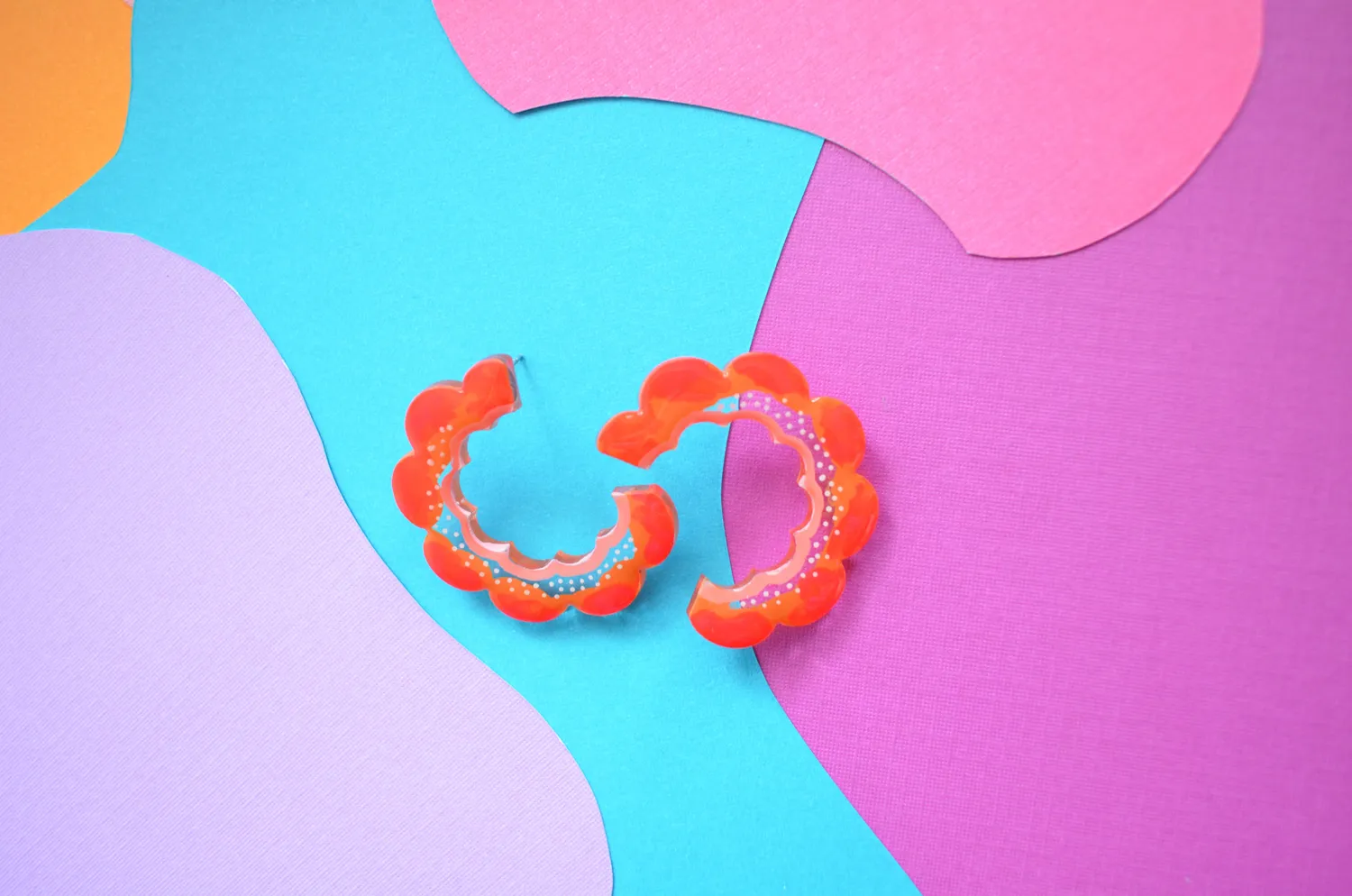 BooandBooFactory Orange Slice halv-hoop øredobber oransje