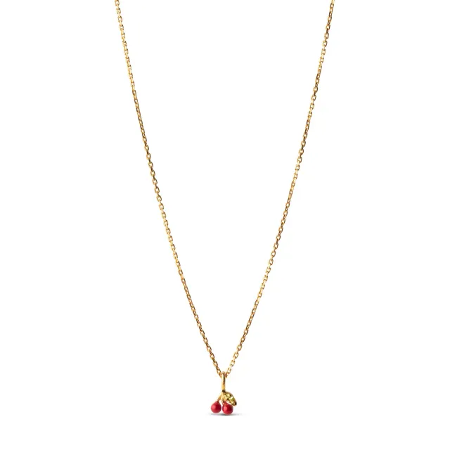 Enamel Cherry halskjede 42+3 cm rød