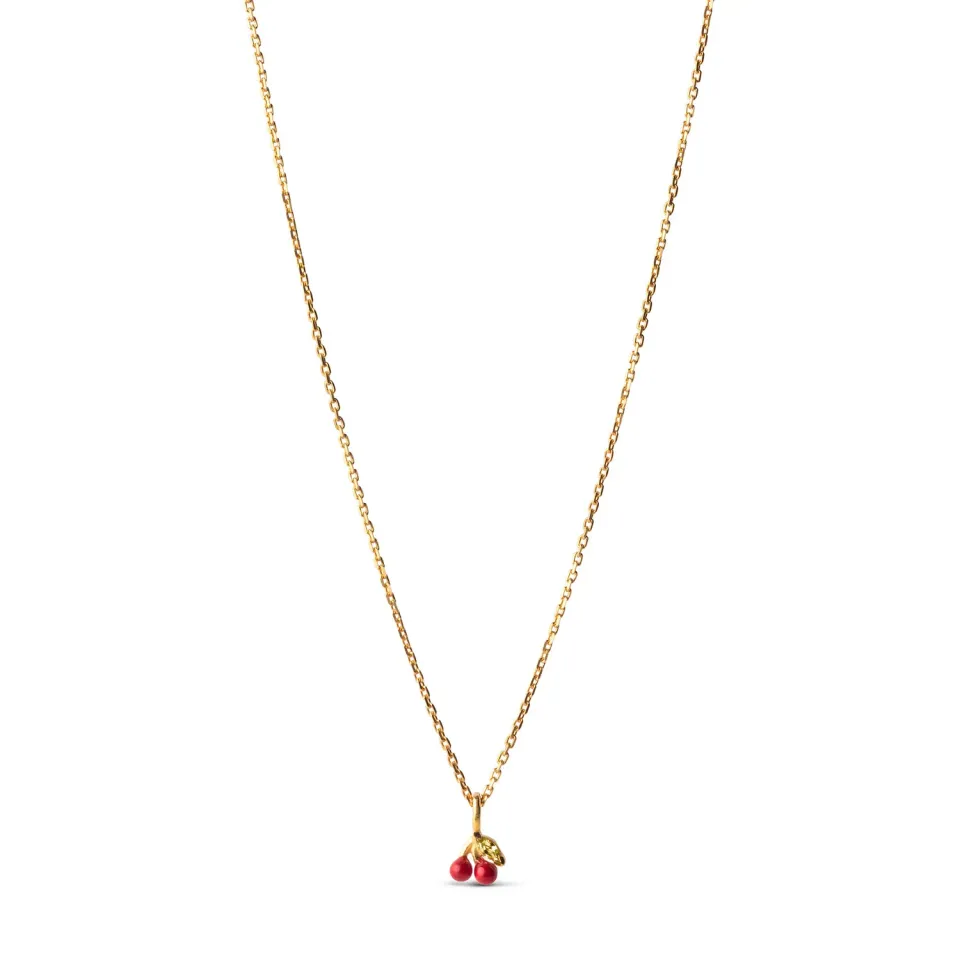 Enamel Cherry halskjede 42+3 cm rød