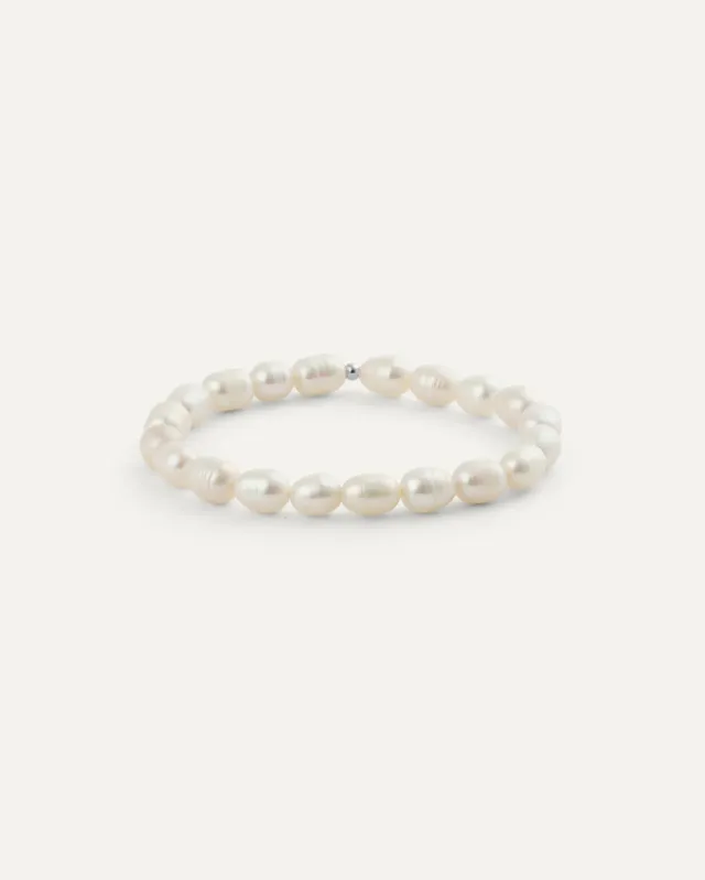 Mockberg Aura Pearl perlearmbånd Small 150 mm stål