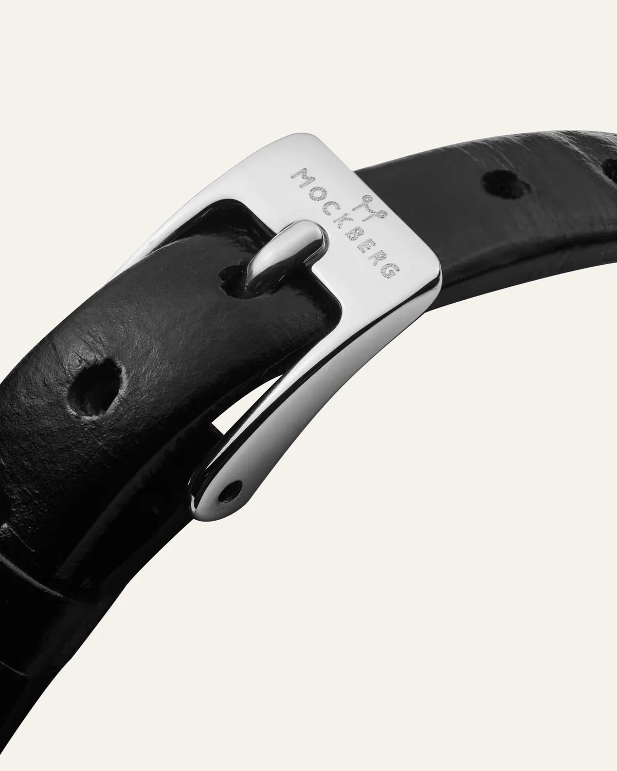 Mockberg Strap Belle Oval Petite Leather klokkerem svart 200 mm