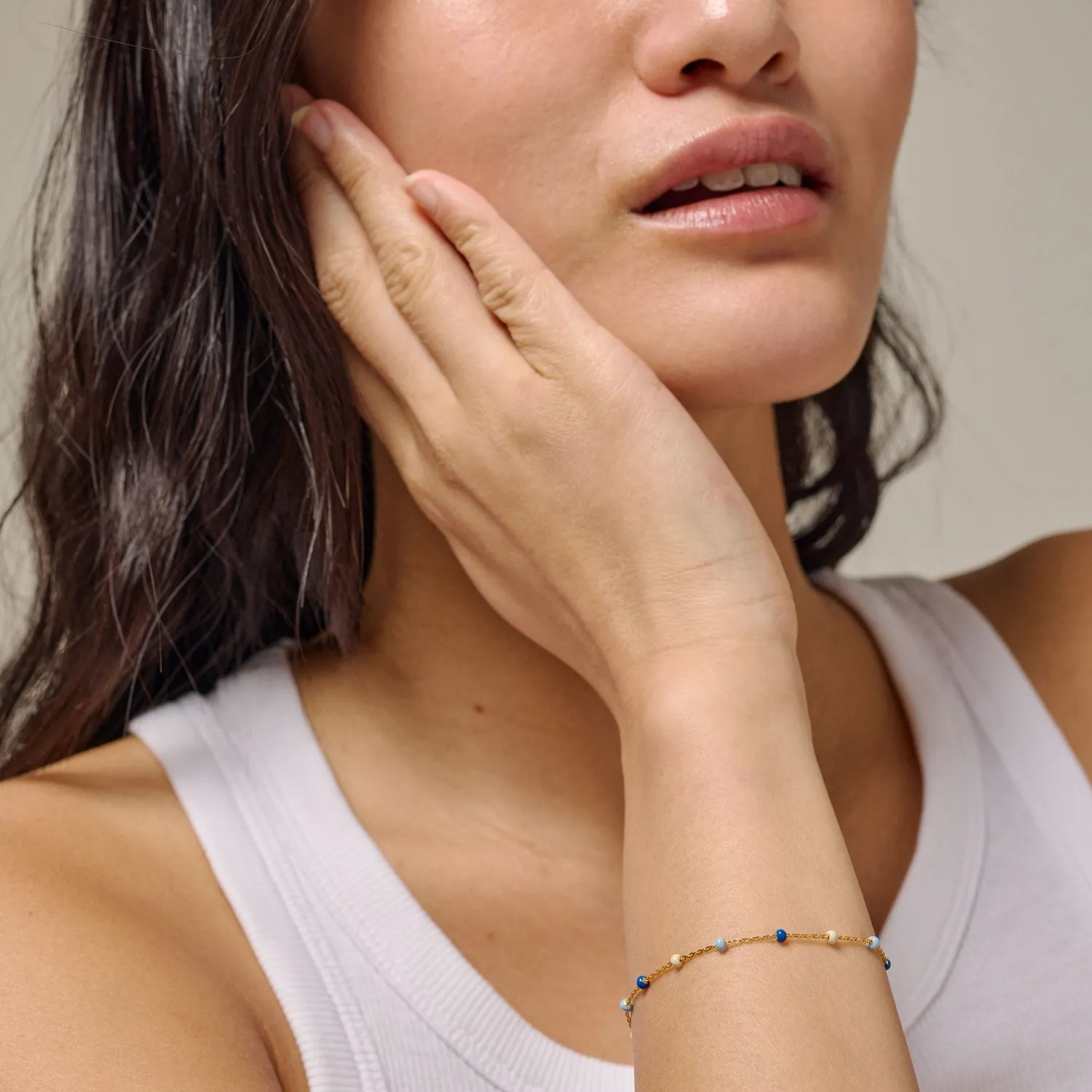 Enamel Lola Marine smykkesett halskjede + armbånd