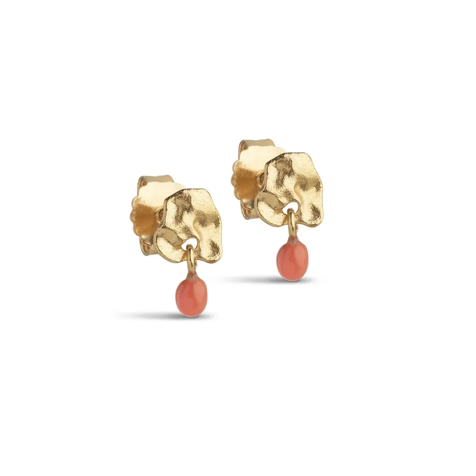 Enamel Mio Light Coral øredobber 10x6 mm emalje