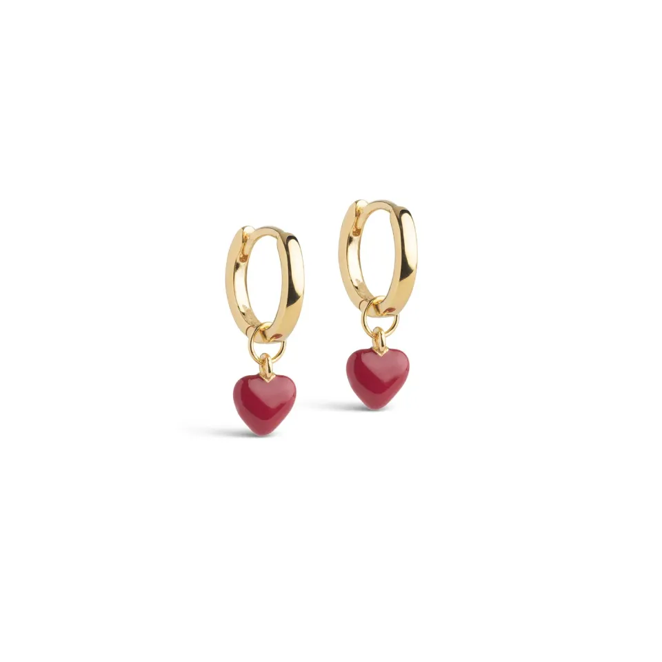 Enamel Amore hoops bordeaux gull 20x7 mm