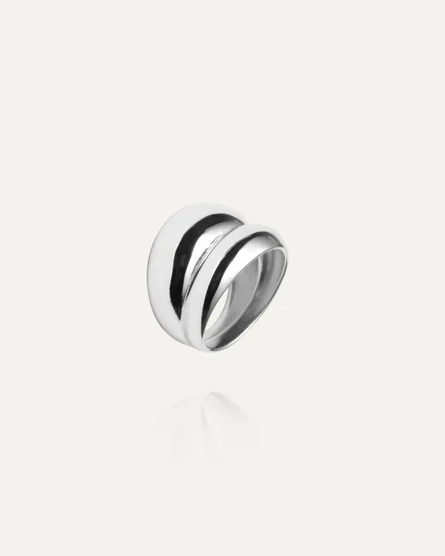 Mockberg Rebel Double ring sølv stål
