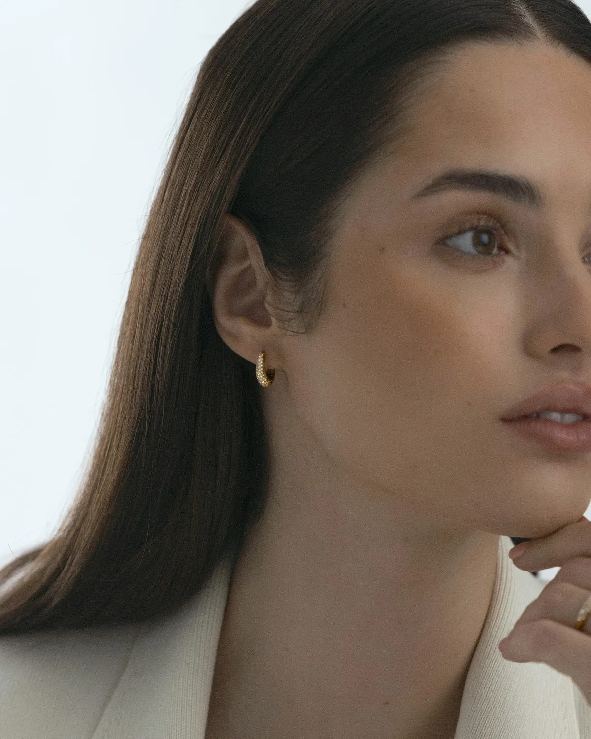Mockberg Pavé Precious small hoops øredobber gull 14 mm vanntette