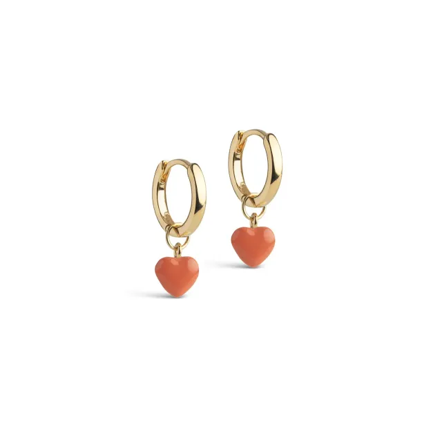 Enamel Amore hoops korall forgylt 20 mm