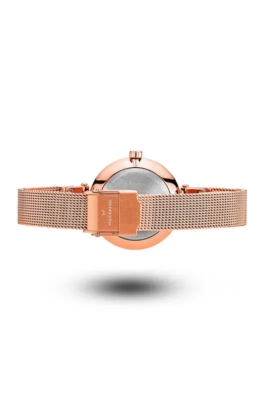 Mockberg Lily Petite klokkereim mesh 28 mm rosegull