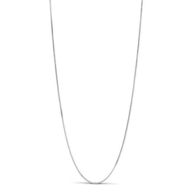 Enamel Box Chain 0,85 mm halskjede 45+7 cm sølv