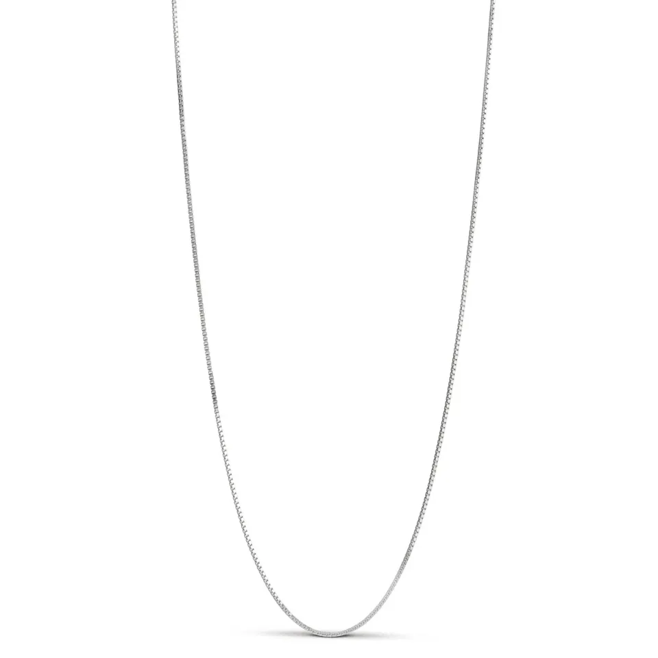 Enamel Box Chain 0,85 mm halskjede 45+7 cm sølv