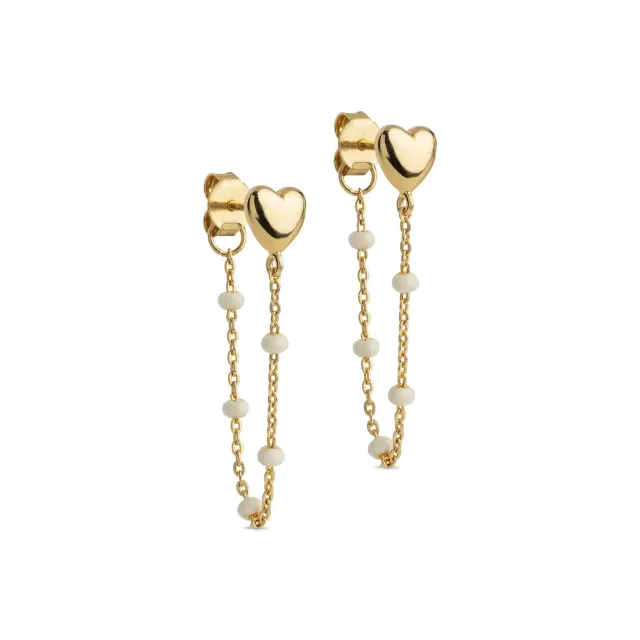 Enamel Lola Heart øredobber Daisy 30x6 mm