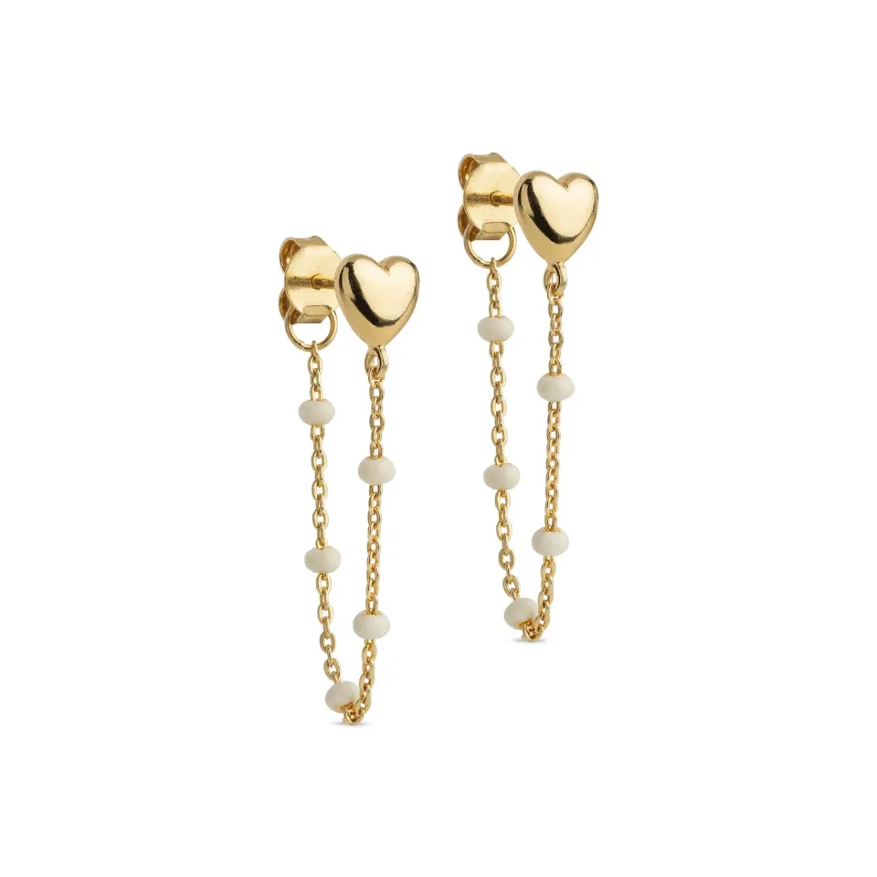 Enamel Lola Heart øredobber Daisy 30x6 mm