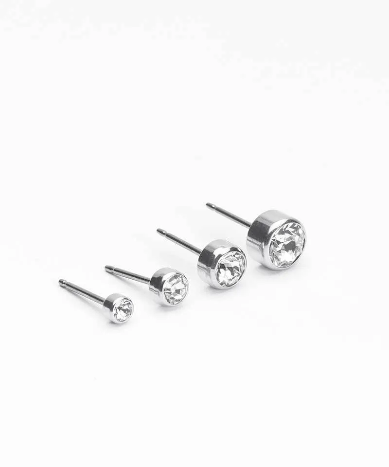 Blomdahl Bezel øredobber crystal 3 mm sølvfarget nikkelfri