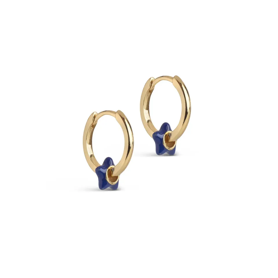 Enamel Tokens Star hoop øredobber navy 16x7 mm