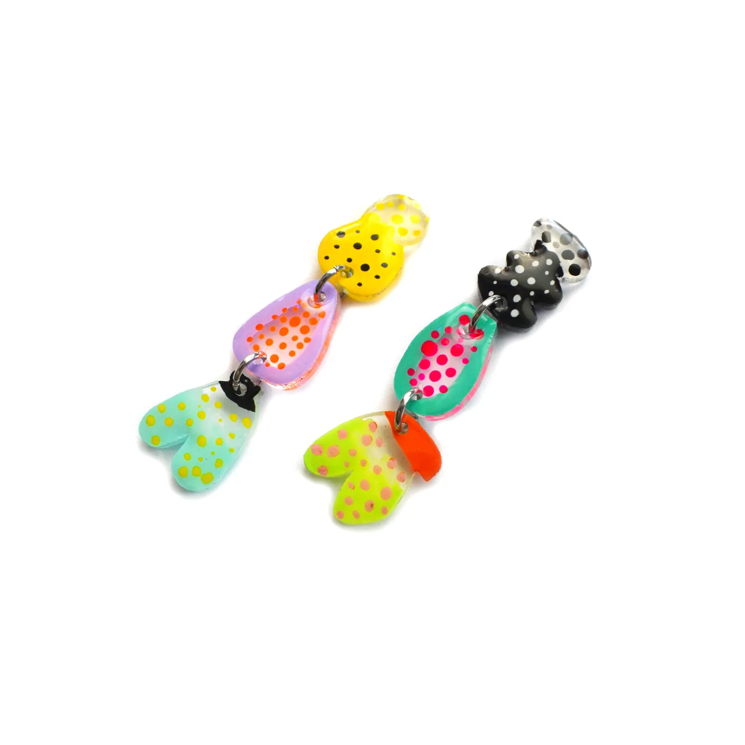 BooandBooFactory Mismatch Fruit akryl øredobber prikker