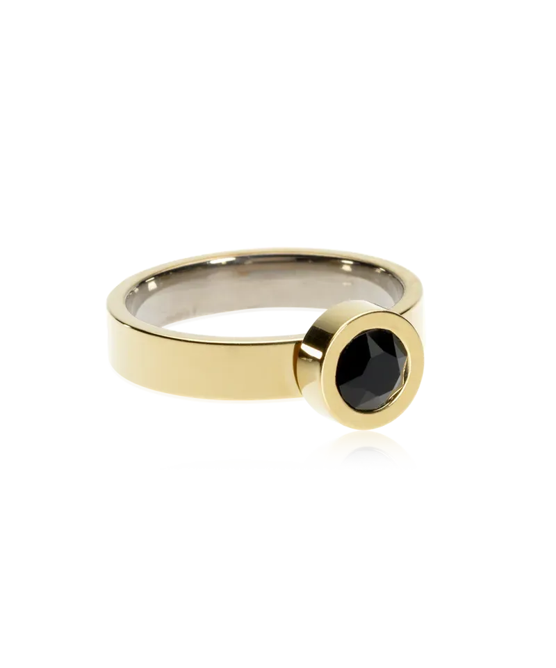 Blomdahl Grand Bezel Ring ring gull svart 16 mm