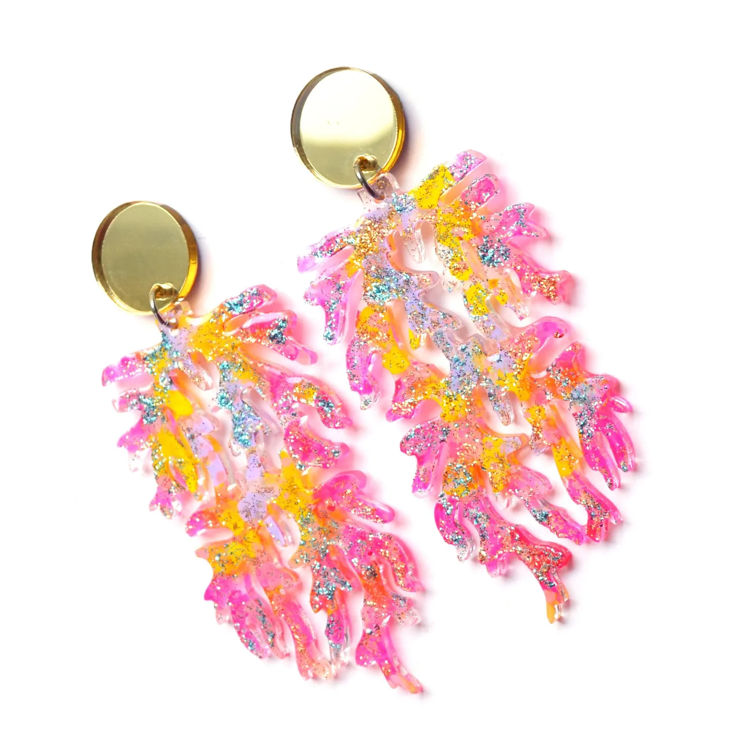 BooandBooFactory Neon Pink Coral øredobber 95 mm