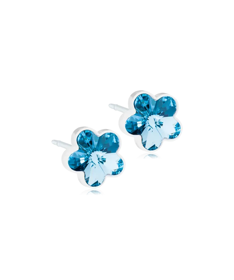 Blomdahl Flower øredobber 6 mm aquamarine nikkelfri