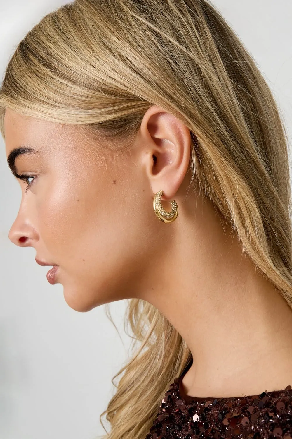 Mea Nani Spark Hoops øreringer gull doble 14K